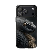 Black Snake Gold Rose Flower  Phone Ink Case for iPhone/Galaxy/Pixel