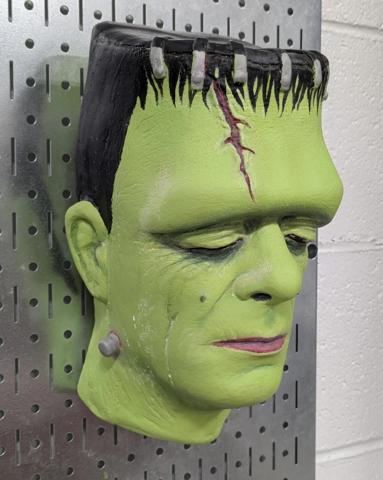 Glenn Strange 1:1 Frankenstein Cabeza Busto Colgador de Pared Pintado a Mano Halloween Foto 3 de 4