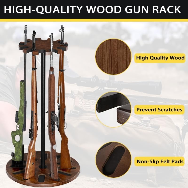 Rotating Gun Rifle Rack Stand Indoor Gun Rack Heavy Solid Wood Storage ...