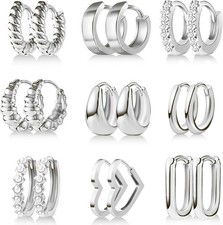 9 Pairs Small Gold Huggie Hoop Earrings Set for Women, 14K Real Gold Plated Hypo