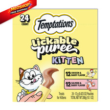 Temptations Puree Kitten Treats Lickable, Chicken and 24 Count Pack of 1 