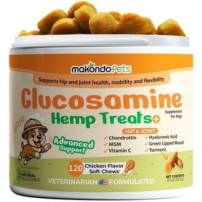 Glucosamine for Dogs - 120 Soft Chews - Hip and Joint Supplement for mobility