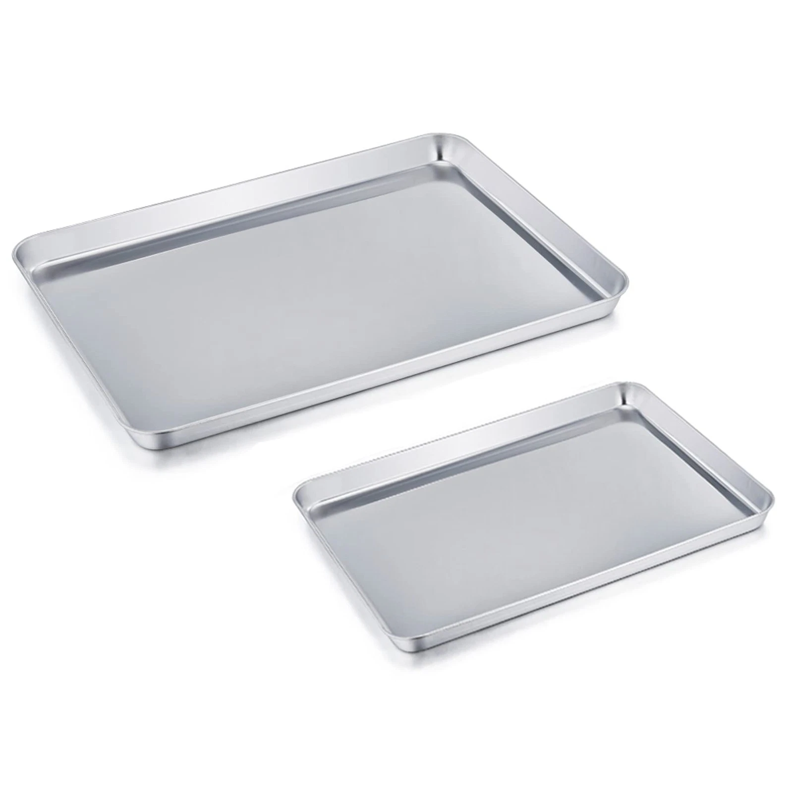 TeamFar Baking Sheet Cookie Sheet Set of 2, Pure Stainless Steel baking Pan Tray
