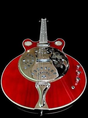 CUSTOM ACOUSTIC/ELECTRIC RESONATOR GUITAR - CANDY RED LACQUER FINISH W/ GIG BAG