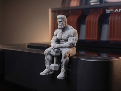 Giga Chad Monitor Sitter - Motivational Desk Buddy 3D Printed Edge Sitter