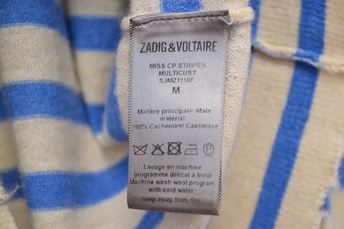 Zadig & Voltaire 100% Cashmere Miss Mariner Striped Sweater Size M - Picture 8 of 10