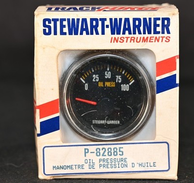 NOS Vintage Stewart Warner Track Force Oil Pressure Gauge 0-100 PSI P/N P-82885
