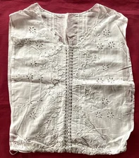 Antique embroidered linen veil breastplate blouse, antique linen collection
