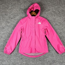 The North Face Jacket Girls Pink DryVent Rain Hooded Windbreaker Size 12 Large