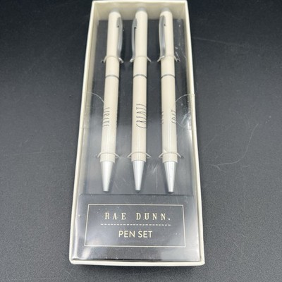 Rae Dunn 3 Ball Point Pen Set Gift Box Black Ink Write Create Edit 2018