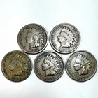 Lot of 5 Indian Head Cent Penny 1c Coins 1887, 1899, 1893, 1897, 1899 Nice G-VG
