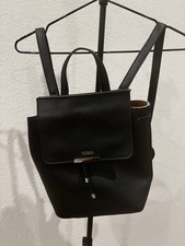 Guess Black Faux Leather Varsity Pop Backpack Purse