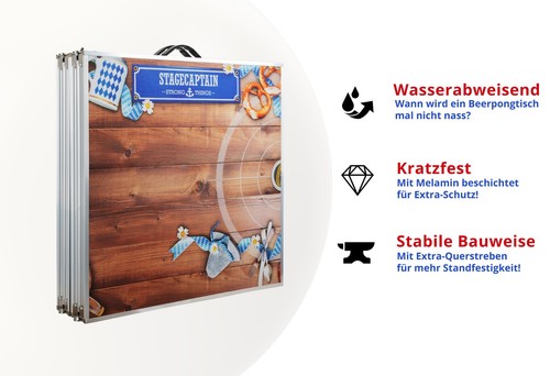Beer Pong Tavolo Pieghevole 240cm Bavaria Portatile con 99 Bicchieri e 6 Palline - Foto 7 di 9