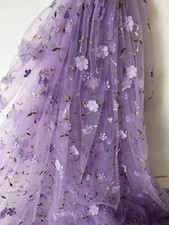 35"x51" Tulle Fabric by Yard Flower Embroidery Mesh Lace Fabric Soft Tulle