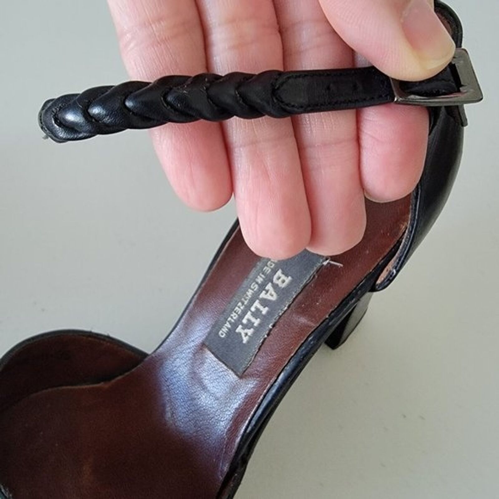 Vintage Genuine Bally Black Leather Heels Womans … - image 8