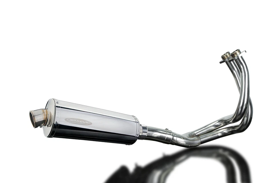 Silenciador escape completo Kawasaki Versys 650 2015-2021 2-1 14" ovalado de acero inoxidable Foto 2 de 4