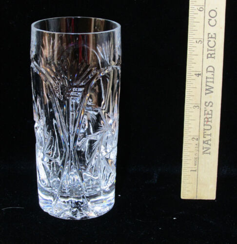 Jarrón de vidrio para beber de cristal Ofnah estrellas 24% vidrio de plomo Polonia hoja de palma 7 oz - Imagen 2 de 4