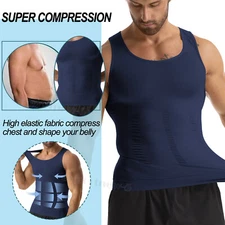 Men Slimming Vest Body Shaper Compression Shirt Tight Tummy Control Tank Top UK
