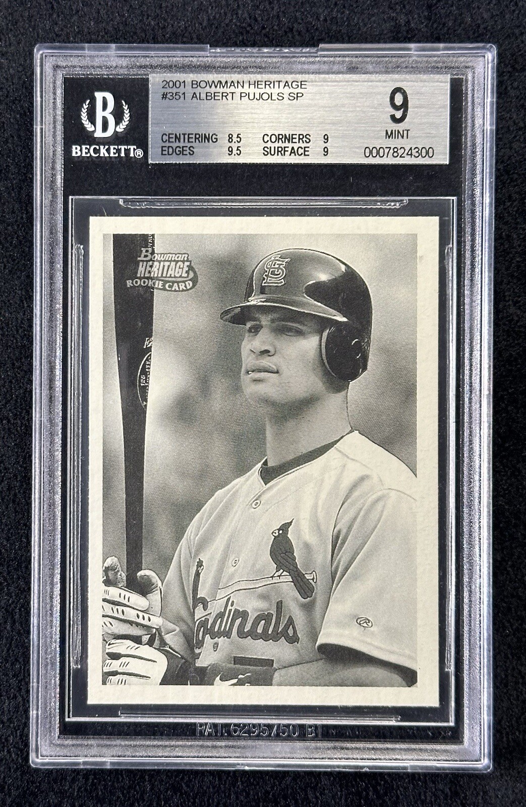2001 Bowman Heritage #351 ALBERT PUJOLS BGS 9 (MINT) - St. Louis Cardinals - RC