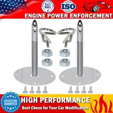 Universal Stainless Steel Mount Hood Pin Pins Plate Bonnet Lock Kit Racing Style
