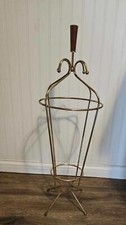 Vintage Mid Century Metal & Wood Umbrella Stand Holder Shaped Like Umbrella