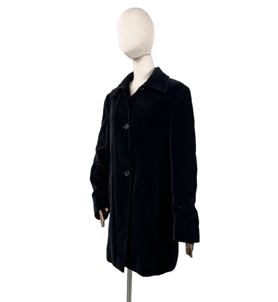 DOLCE & GABBANA Overcoat Corduroy Coat Women's Black Flowers Pattern Size 42 - Image 2 of 4
