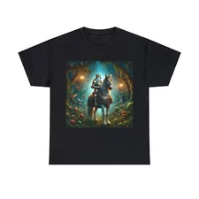 Unisex Adult T-Shirt Fantasy Cat Knight Armor Enchanted Forest Mystic Medieval