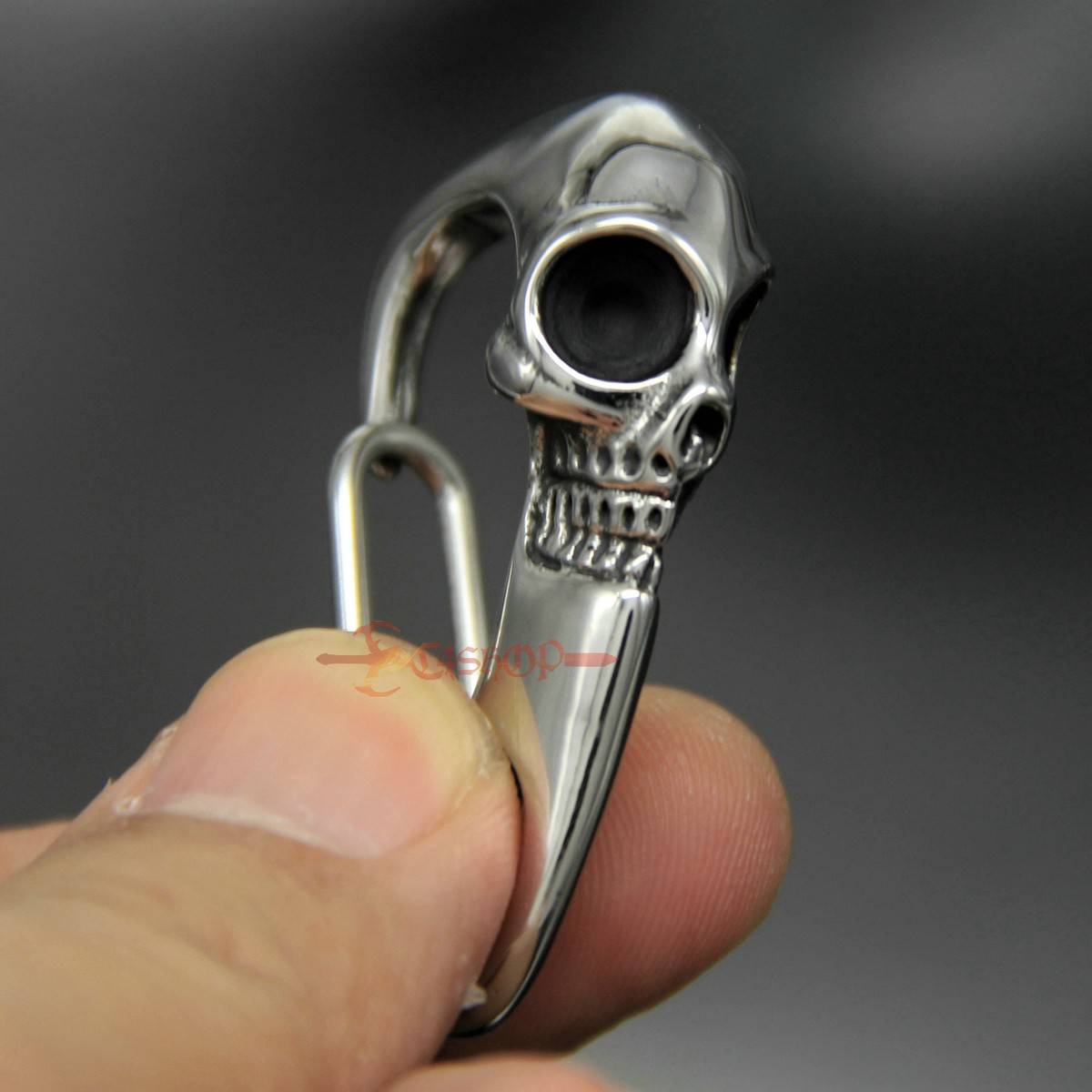 Retro Stainless Steel Skull Clasp Carabiner Wallet DIY Key Chain