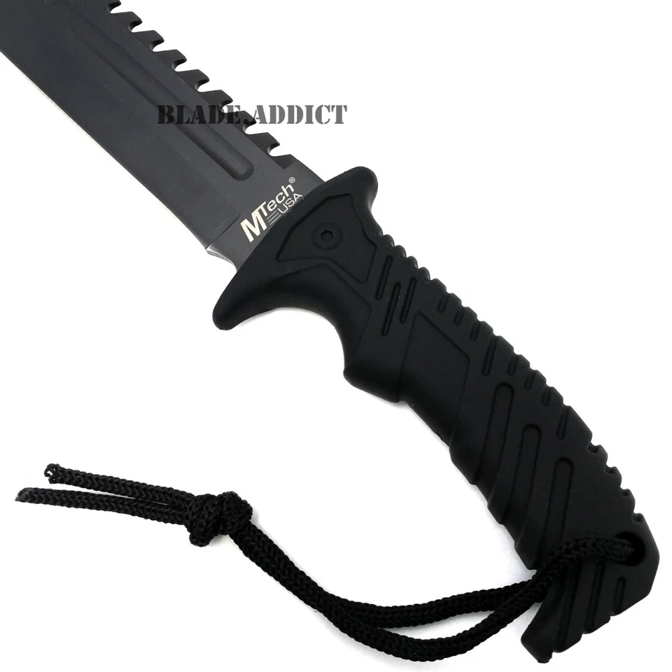 NAVAJA 13" NEGRA SUPERVIVENCIA TÁCTICA RAMBO CAZA HOJA FIJA Ejército Bowie con FUNDA Foto 3 de 4