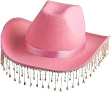 Western Diamond Tassel Felt Cowboy Hat Cowgirl Cosplay Party Accessory