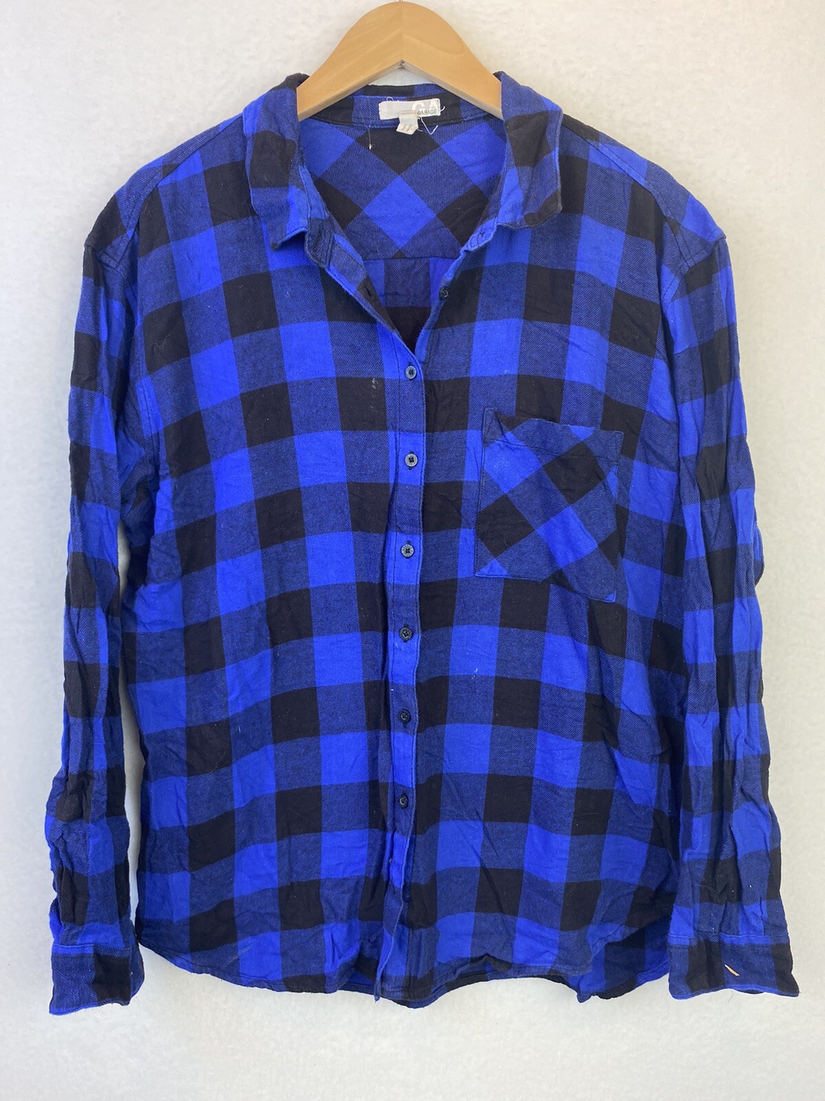 Vintage Garage Flannel Long Sleeve Button Down Blue/b… Gem