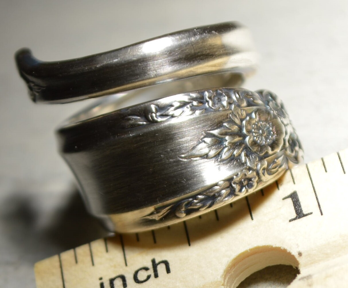 INTERNATIONAL PRELUDE STERLING Floral Spoon Ring Sz (sizable
