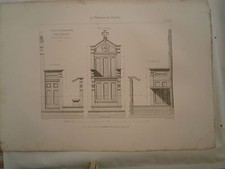 Planche gravure mobilier d'église de Vaugirard Paris Stalle de Mr le curé