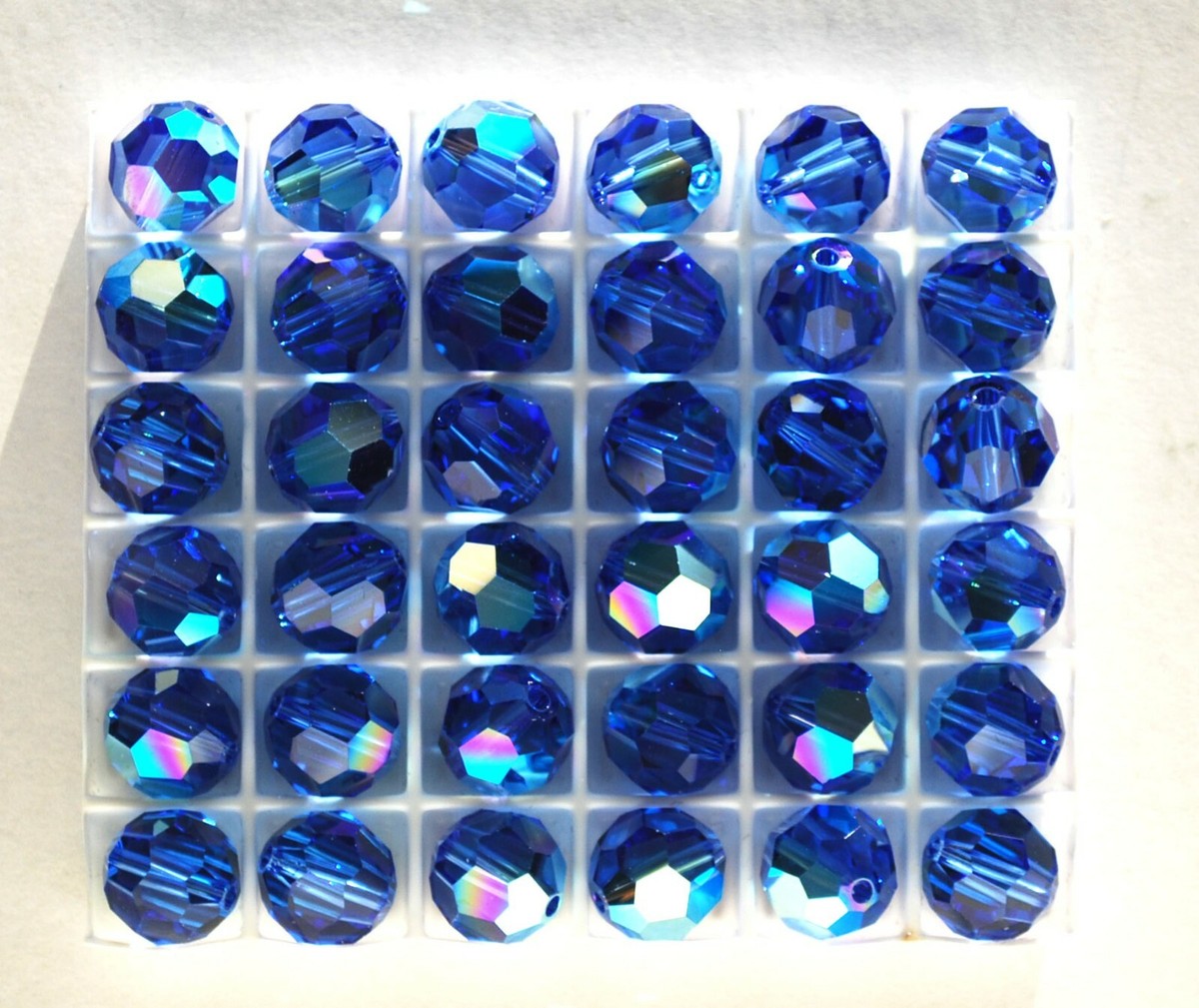 10mm #5000 SAPPHIRE AB Swarovski CLASSIC ROUND Faceted Beads