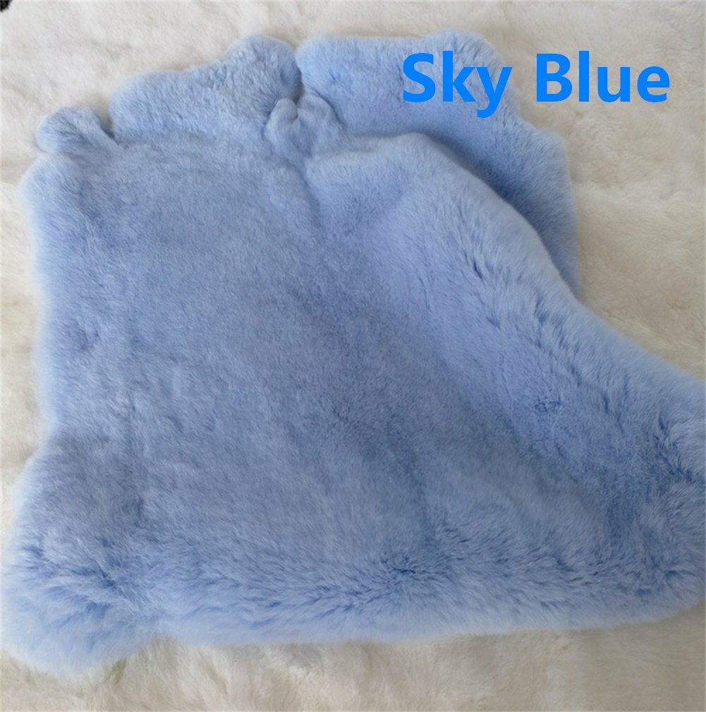 REAL Rex Rabbit Fur Pelt Craft Scarf Accessories Fluffy Soft Cosy（Sky ...