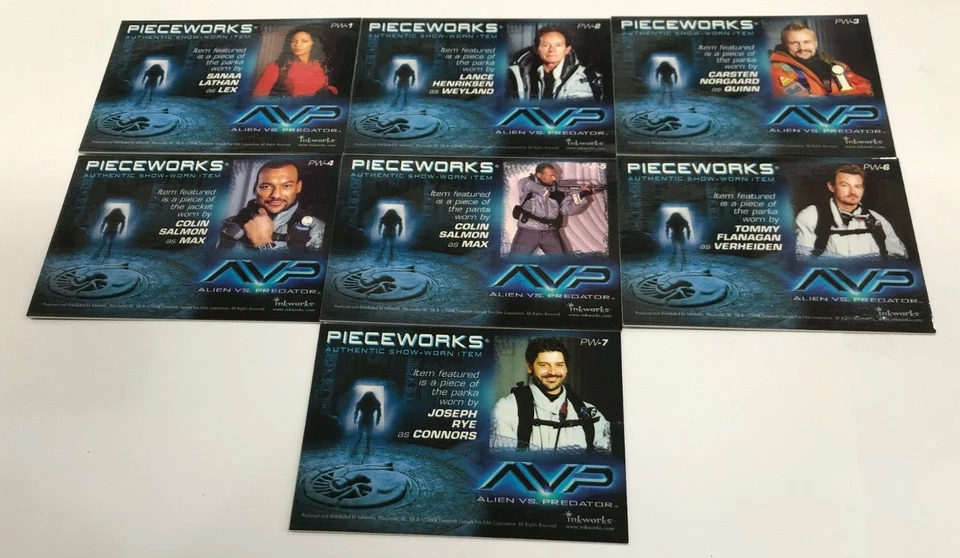 2004 INKWORKS AVP ALIEN VS PREDATOR TRADING CARD COSTUME CHASE CARD LOT-PW1-PW7 - Image 3 of 3