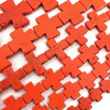 Orange Cross Square Howlite Turquoise Spacer Loose Bead 15mm 20mm 30mm 15" DIY