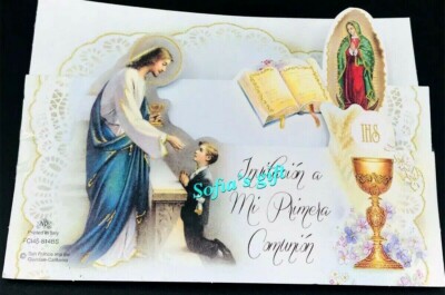 28pcs First Holy Communion boy Invitations Invitaciones Para Primera Comunión