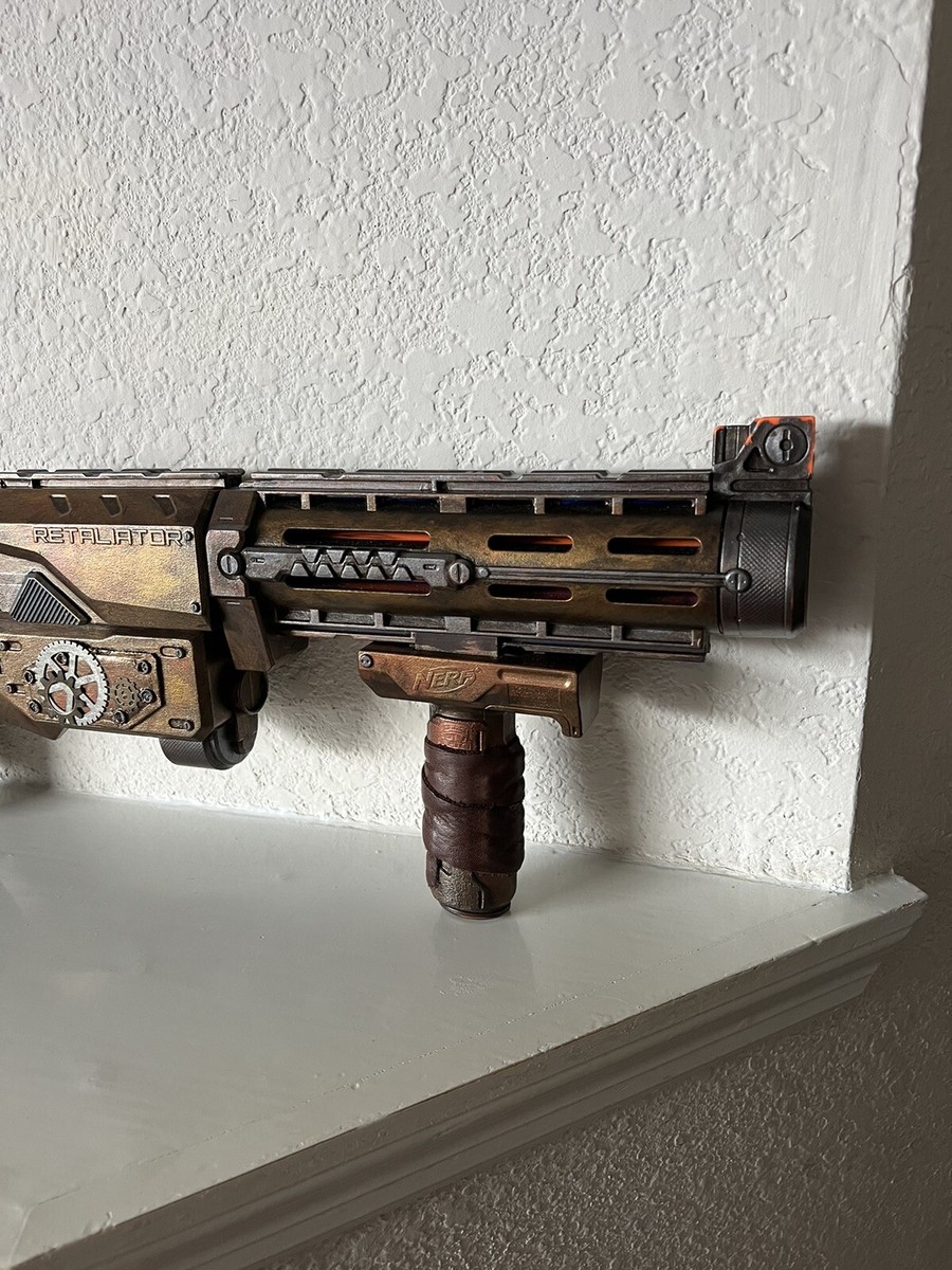 CUSTOM SteamPunk Nerf Retaliator Blaster -Stock Barrel Grip- Brass Copper  Color
