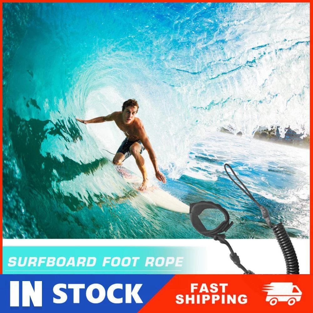 10ft Coil Surfboard Leash TPU Neoprene Surfing Stand Up Board