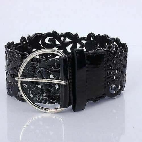 Ladies Hollow Fashion Belts Wide Buckle Waist Belt Leather Cinch Dress Waistband - Picture 5 of 19