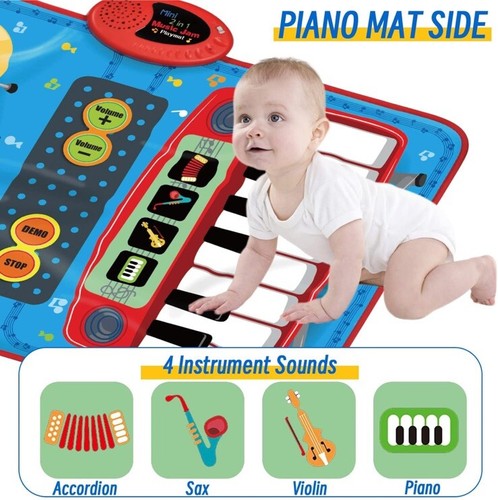 Kids Toys for 1 & Up Old Boy & Girl , 2 in 1 Musical Piano & Drum Mat 27”x18” - Picture 4 of 7