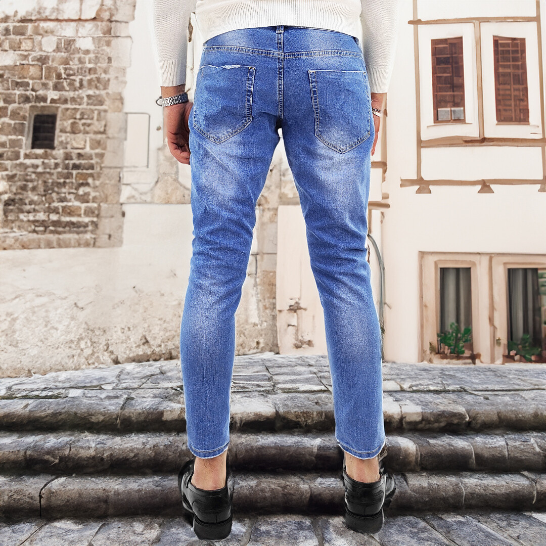 Jeans Uomo Con Elastico In Vita - Denim Elasticizzato Per Anziani - Comodi E Classici - Foto 11