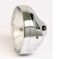 FARO FANALE MOTO ACCIAIO LTD 7" CROMATO OMOLOGATO CUSTOM CAFE RACE GUZZI BRAT