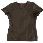 Scrubstar Scrub Top Gray With Pink Stitching Size Medium