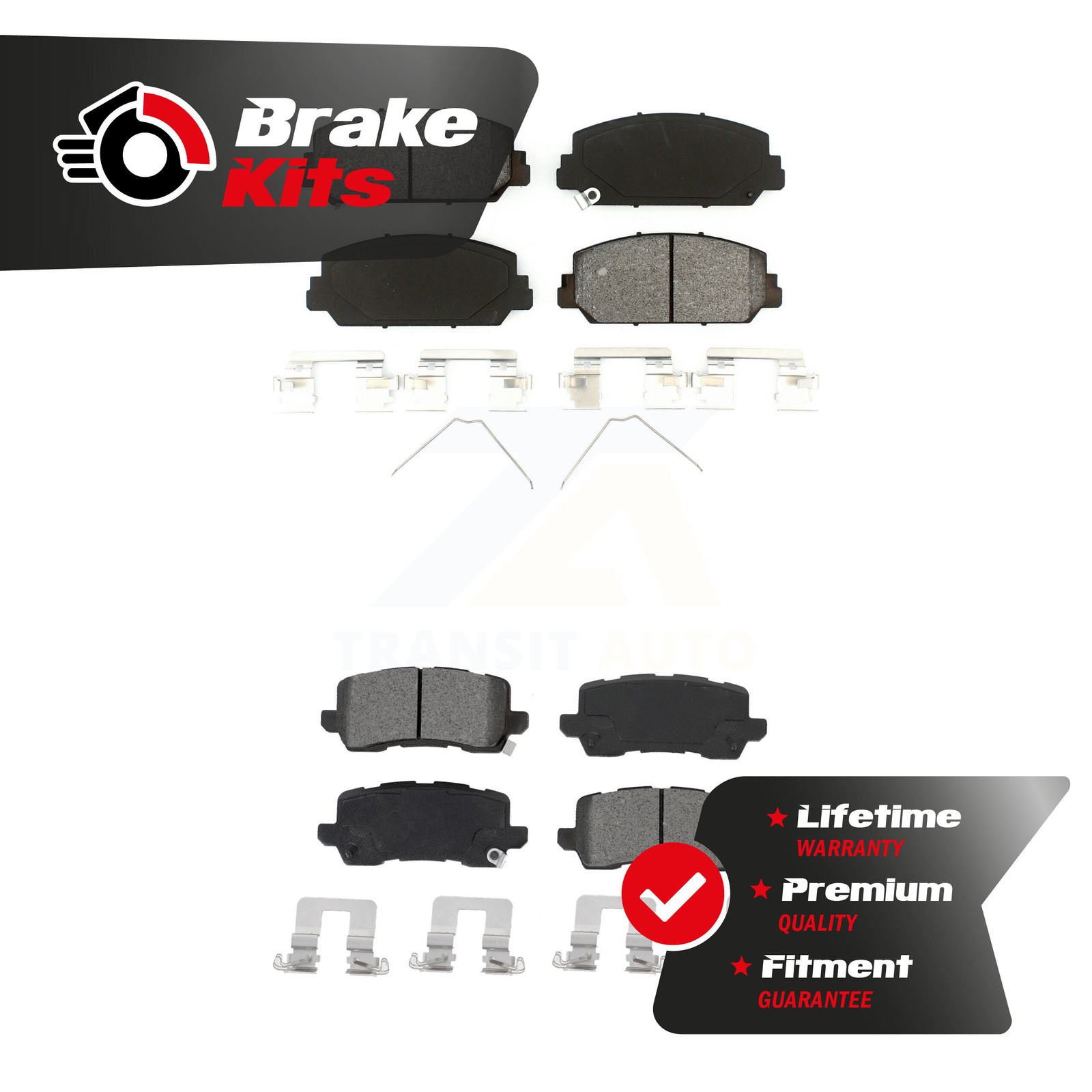 Front Rear Semi-Metallic Brake Pads Kit For 2014-2020 Acura RLX Base Tech Elite