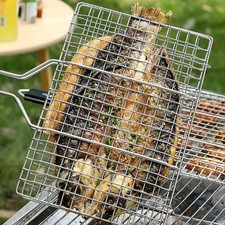 2× Grill BBQ Net Barbecue Grilling Basket Steak Meat Fish Vegetable Holder Tools