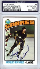 Jacques Richard Signed 1976 Topps Card #8 Buffalo Sabres PSA/DNA #83894550