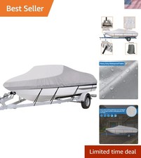 Trailerable Boat Cover- 17'-19' Heavy Duty Waterproof Tarp Covers with Storag...
