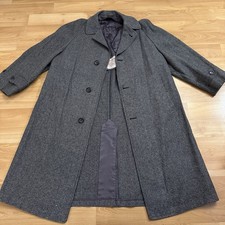 Vintage Roos Atkins Men’s Wool Overcoat Sz L 42 Dark Gray Houndstooth West Haven